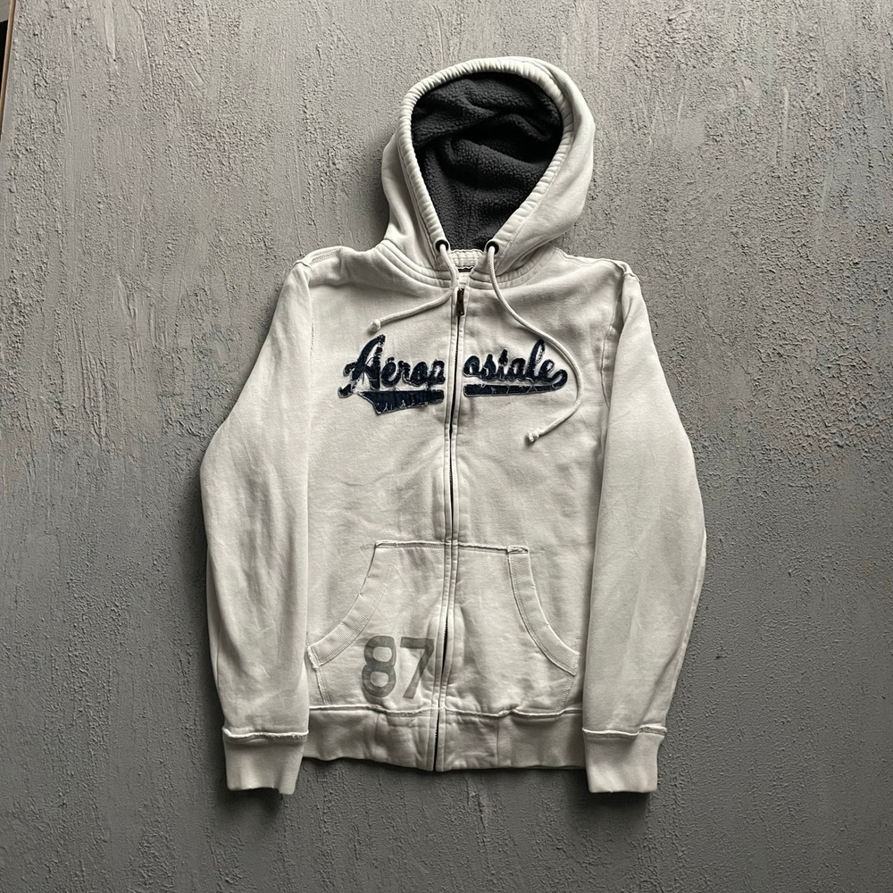 Vintage Sherpa Lined Zip Up Hoodie Womens Small White 2000s